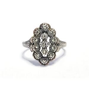 Maracasite Ring Vintage Art Deco Sterling Marcasite Ring Size 5.75